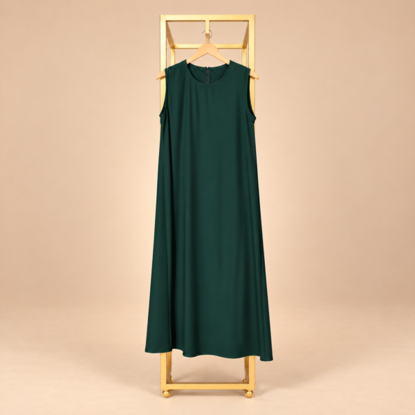 دريس داخلي أخضر داكن مخصص للارتداء تحت العباية | Dark green inner dress for wearing under an abaya